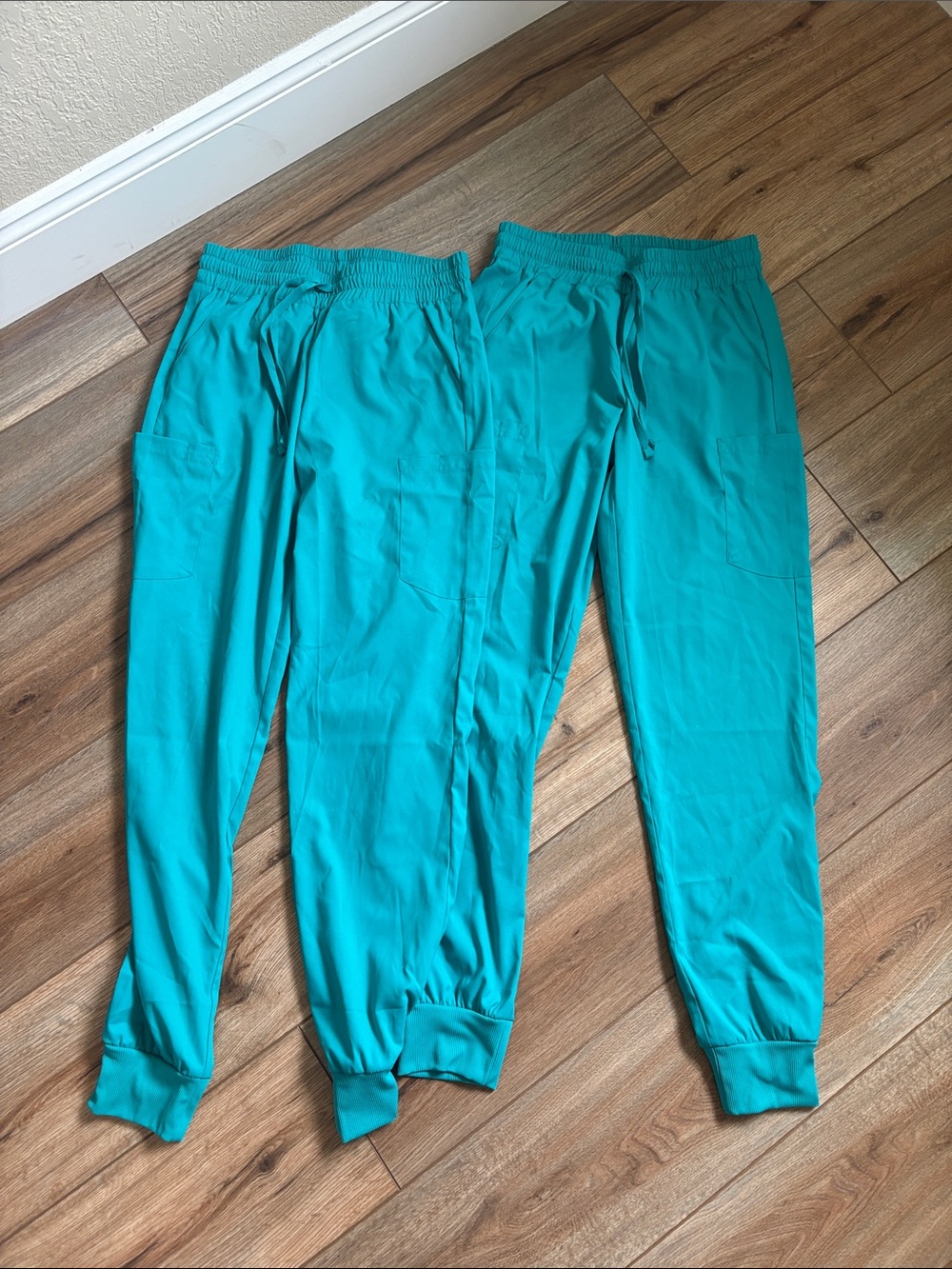 Wink Teal Drawstring Jogger Scrub Pants - Pair